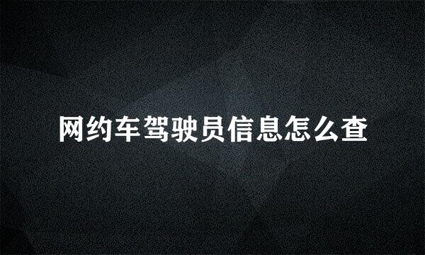 网约车驾驶员信息怎么查