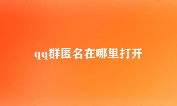 qq群匿名在哪里打开