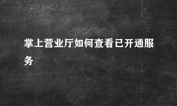 掌上营业厅如何查看已开通服务