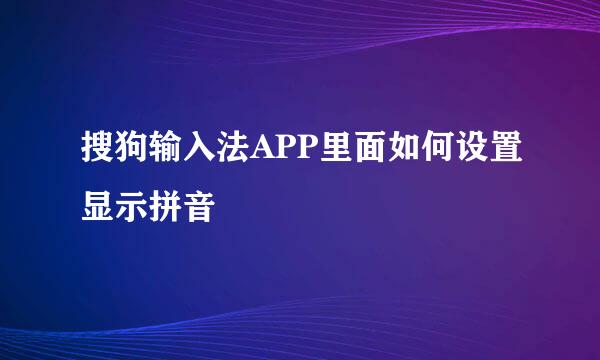 搜狗输入法APP里面如何设置显示拼音