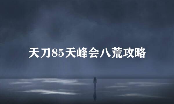 天刀85天峰会八荒攻略