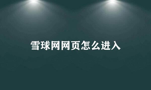 雪球网网页怎么进入