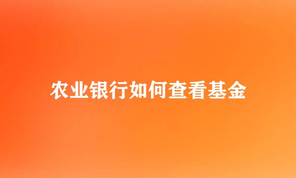 农业银行如何查看基金