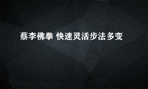 蔡李佛拳 快速灵活步法多变