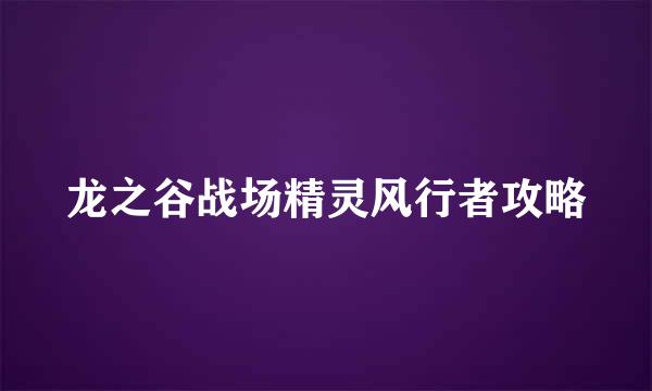 龙之谷战场精灵风行者攻略