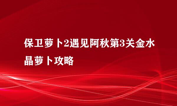 保卫萝卜2遇见阿秋第3关金水晶萝卜攻略