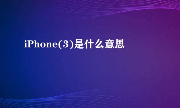 iPhone(3)是什么意思