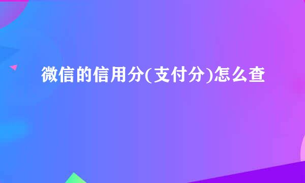 微信的信用分(支付分)怎么查
