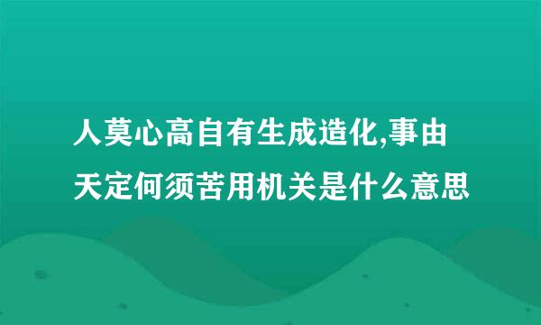 人莫心高自有生成造化,事由天定何须苦用机关是什么意思