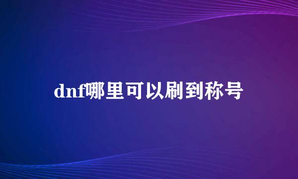dnf哪里可以刷到称号