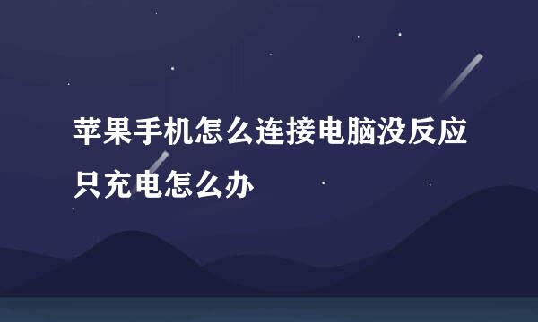 苹果手机怎么连接电脑没反应只充电怎么办