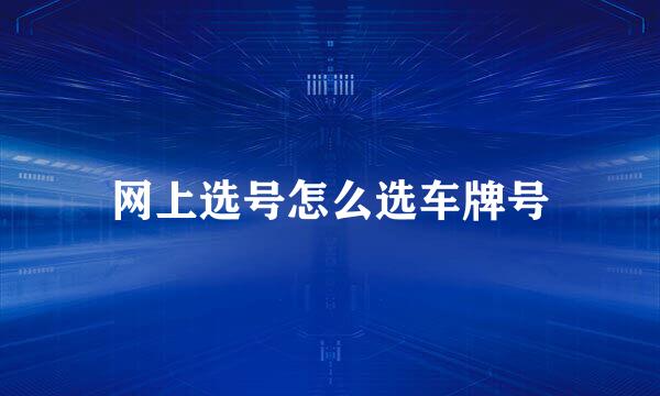 网上选号怎么选车牌号