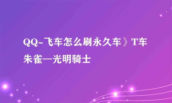 QQ~飞车怎么刷永久车》T车朱雀—光明骑士