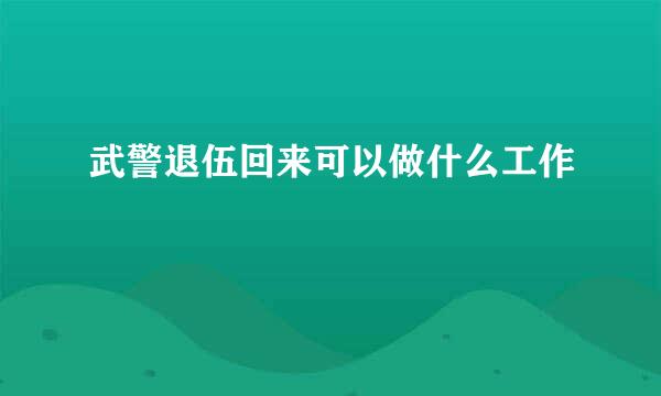 武警退伍回来可以做什么工作