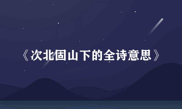 《次北固山下的全诗意思》