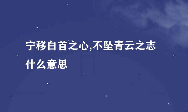 宁移白首之心,不坠青云之志什么意思