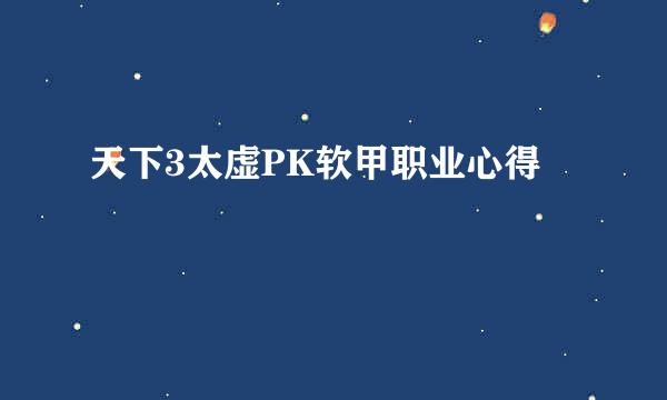 天下3太虚PK软甲职业心得