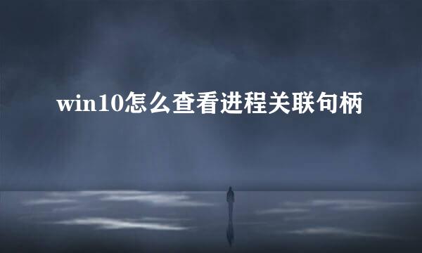 win10怎么查看进程关联句柄