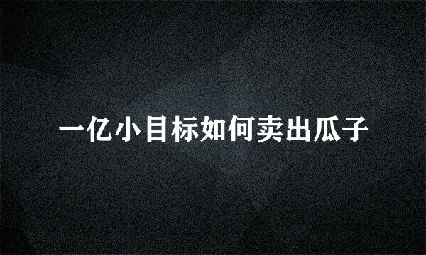 一亿小目标如何卖出瓜子