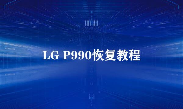 LG P990恢复教程