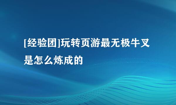 [经验团]玩转页游最无极牛叉是怎么炼成的