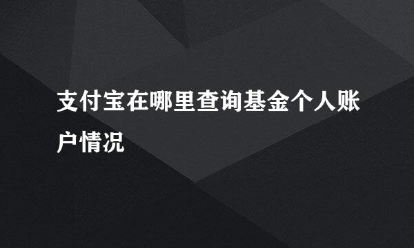 支付宝在哪里查询基金个人账户情况