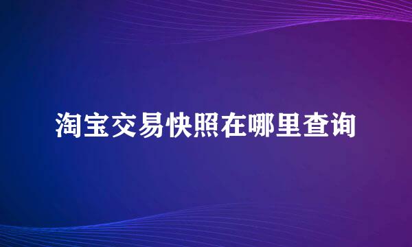 淘宝交易快照在哪里查询