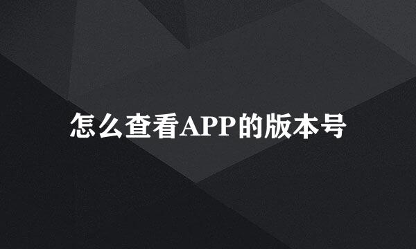 怎么查看APP的版本号