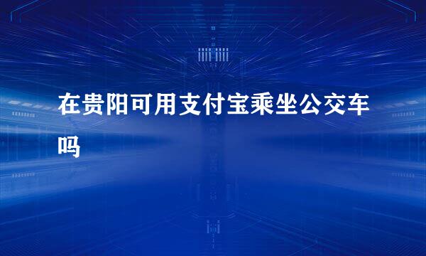 在贵阳可用支付宝乘坐公交车吗