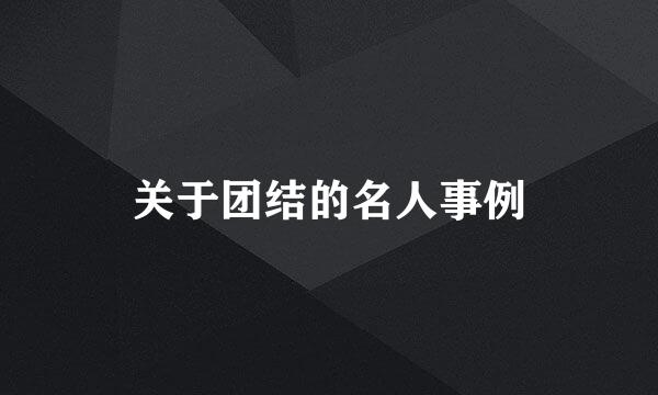 关于团结的名人事例