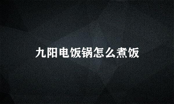 九阳电饭锅怎么煮饭