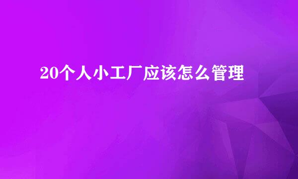 20个人小工厂应该怎么管理