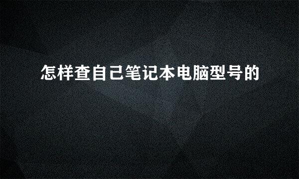 怎样查自己笔记本电脑型号的