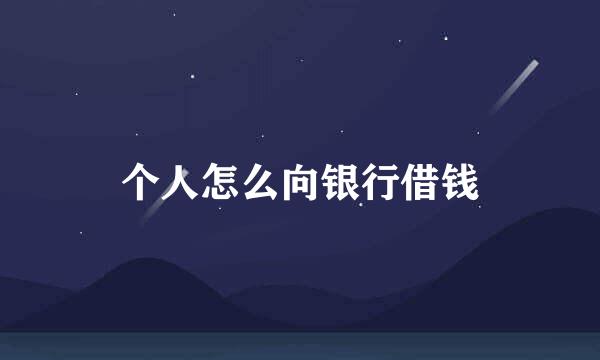 个人怎么向银行借钱
