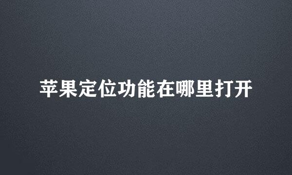 苹果定位功能在哪里打开