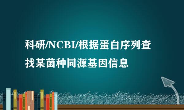 科研/NCBI/根据蛋白序列查找某菌种同源基因信息