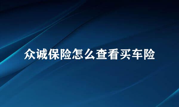 众诚保险怎么查看买车险