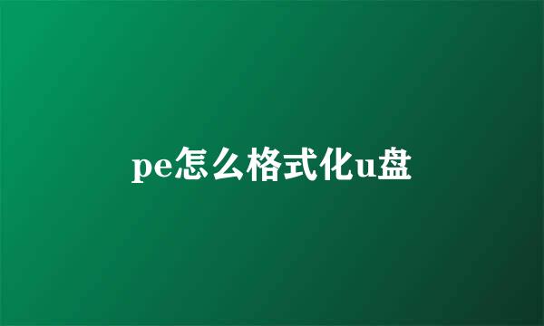 pe怎么格式化u盘