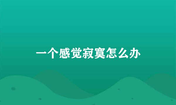 一个感觉寂寞怎么办