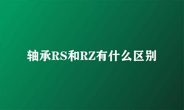 轴承RS和RZ有什么区别
