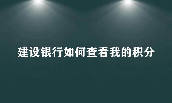建设银行如何查看我的积分