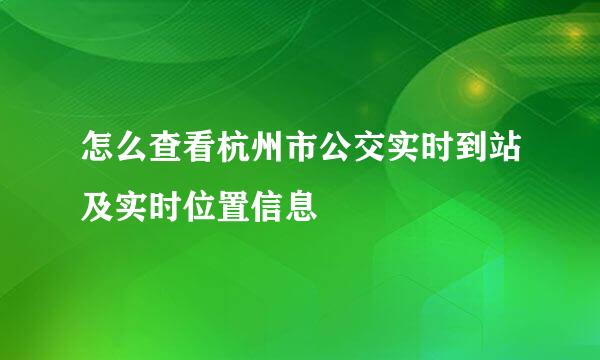 怎么查看杭州市公交实时到站及实时位置信息