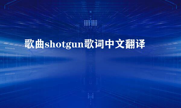 歌曲shotgun歌词中文翻译