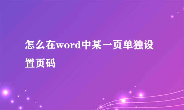 怎么在word中某一页单独设置页码