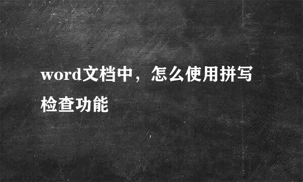 word文档中，怎么使用拼写检查功能