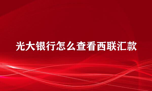 光大银行怎么查看西联汇款