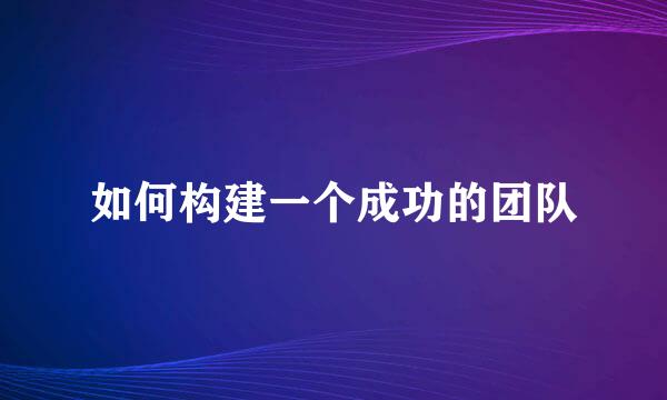 如何构建一个成功的团队