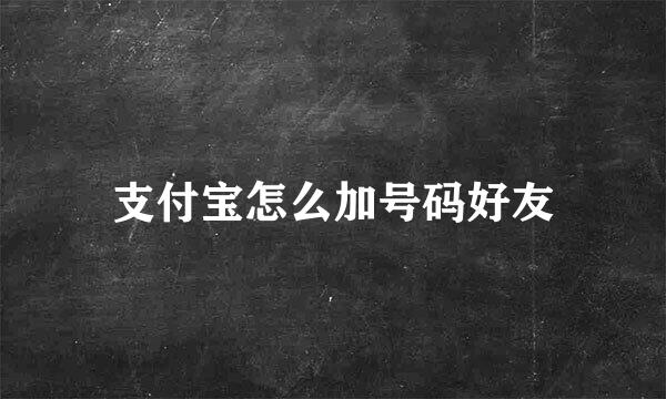 支付宝怎么加号码好友