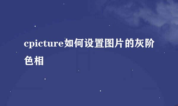 cpicture如何设置图片的灰阶色相