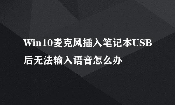 Win10麦克风插入笔记本USB后无法输入语音怎么办